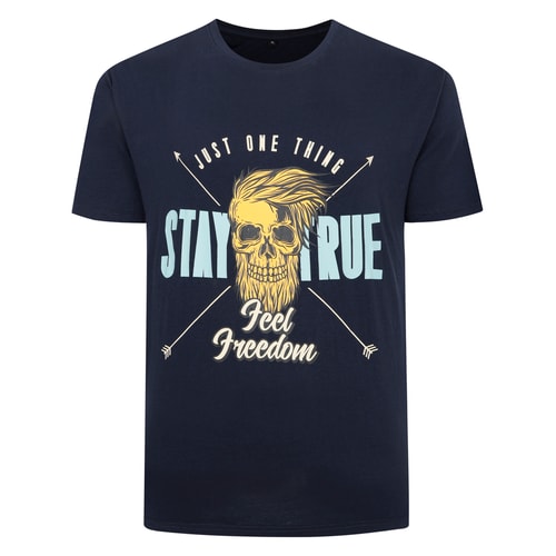 Bigdude Freedom Print T-Shirt Navy Tall